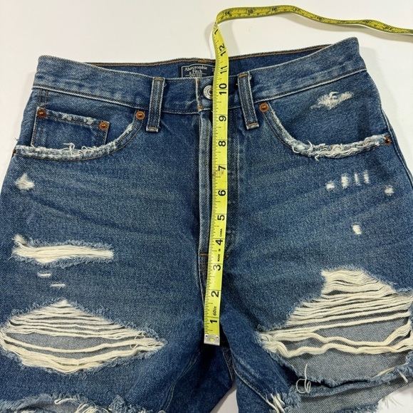 Abercrombie Fitch High Rise 4” Shorts Distressed Denim - Picture 7 of 7